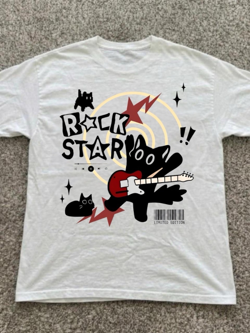 Gildan White "Rock Star" Graphic Tee